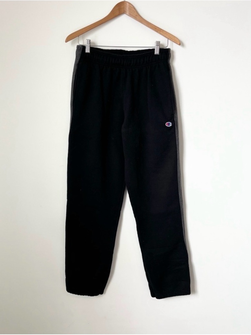 Champion black sweatpants jogger pants Size M gray stripe